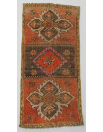 Unique Vintage Wool Mini Rug - 1`7" x 3`4"