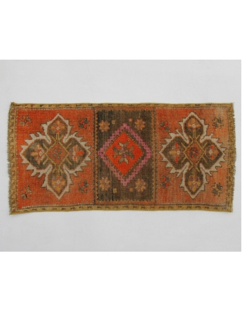 Unique Vintage Wool Mini Rug - 1`7" x 3`4"