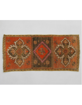 Unique Vintage Wool Mini Rug - 1`7" x 3`4"