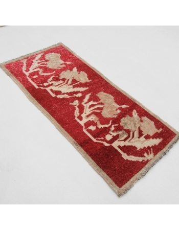 Vintage Unique Mini Wool Rug - 1`10" x 4`1"