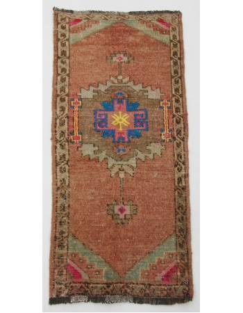 Unique Vintage Mini Wool Rug - 1`10" x 3`9"