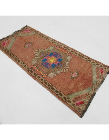 Unique Vintage Mini Wool Rug - 1`10" x 3`9"