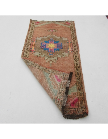 Unique Vintage Mini Wool Rug - 1`10" x 3`9"