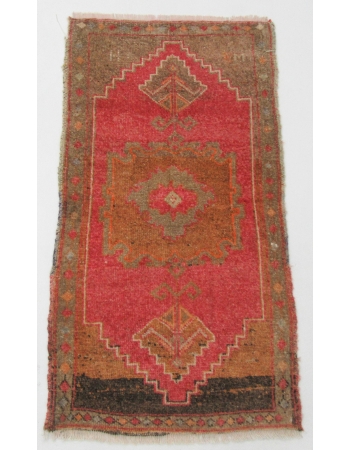 Wool Mini Vintage Turkish Kars Rug - 1`11" x 3`6"