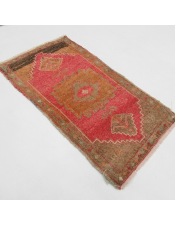 Wool Mini Vintage Turkish Kars Rug - 1`11" x 3`6"