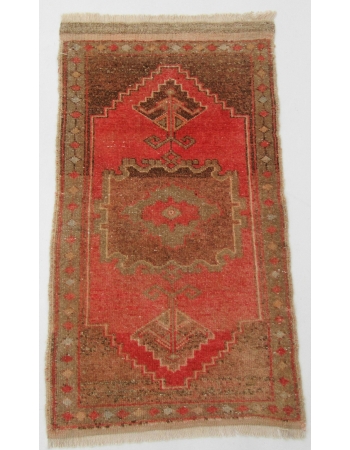 Vintage Wool Mini Turkish Rug - 1`9" x 3`2"