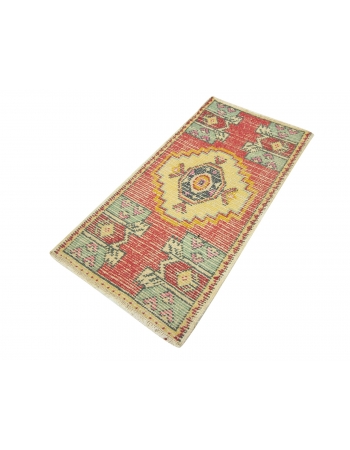 Worn Vintage Decorative Mini Rug - 1`8" x 3`3"