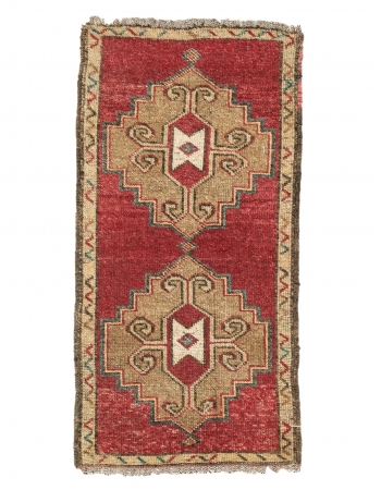 Vintage Decorative Turkish Mini Rug - 1`8" x 3`4"