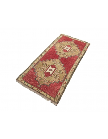 Vintage Decorative Turkish Mini Rug - 1`8" x 3`4"