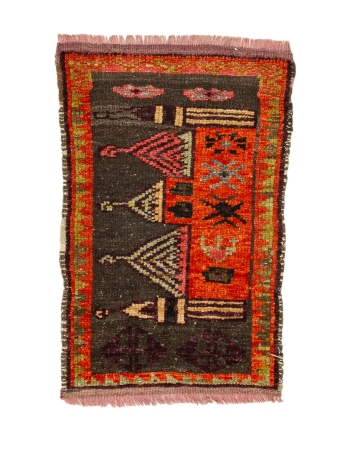 Unique Vintage Mini Turkish Rug - 1`9" x 2`7"