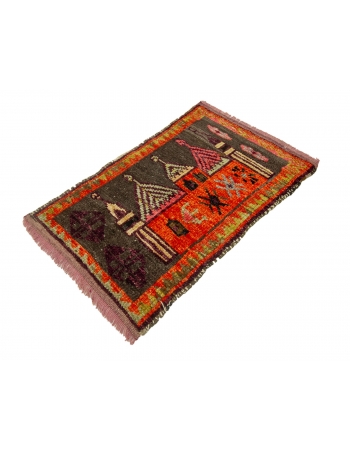 Unique Vintage Mini Turkish Rug - 1`9" x 2`7"