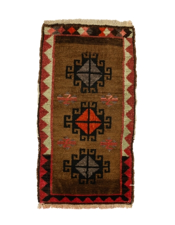 Mini Brown Vintage Rug / Door Mat - 1`8" x 3`1"