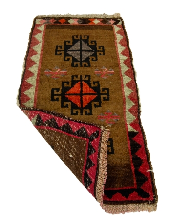 Mini Brown Vintage Rug / Door Mat - 1`8" x 3`1"