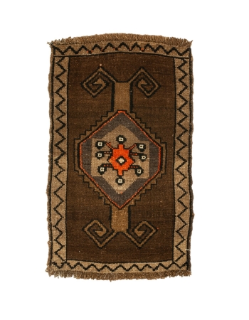 Brown & Orange Mini Turkish Rug - 1`10" x 2`11"