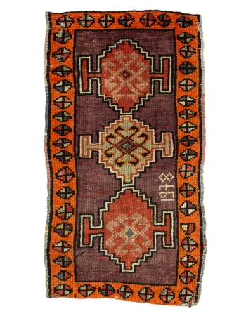 Purple & Orange Vintage Mini Rug - 1`10" x 3`5"