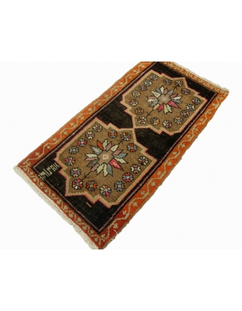 Orange & Brown Vintage Mini Rug - 1`8" x 3`1"