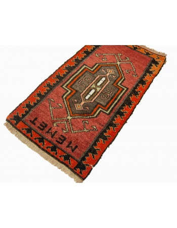 Orange & Red Mini Vintage Rug - 1`8" x 3`0"