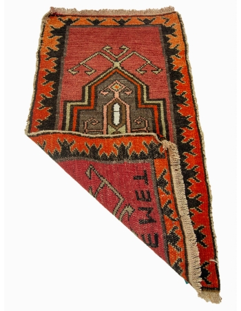 Orange & Red Mini Vintage Rug - 1`8" x 3`0"