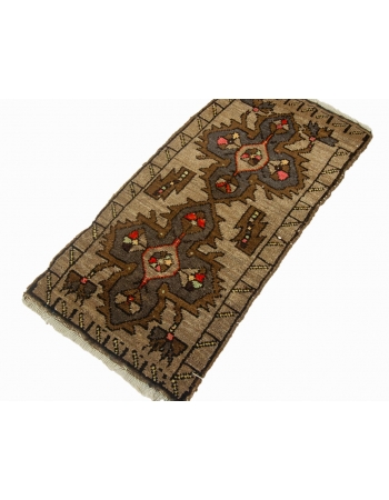 Brown & Orange Mini Vintage Rug - 1`8" x 3`4"