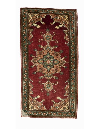 Vintage Decorative Mini Turkish Rug - 1`10" x 3`5"