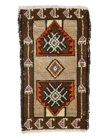 Brown & Orange Mini Rug - 1`8" x 2`9"