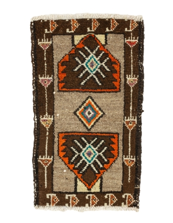 Brown & Orange Mini Vintage Rug - 1`8" x 2`10"