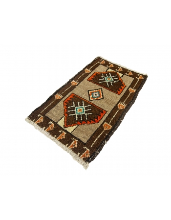 Orange & Brown Mini Vintage Rug - 1`9" x 2`10"