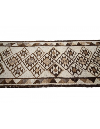 Brown & Cream Vintage Herki Runner - 2`9" x 13`5"