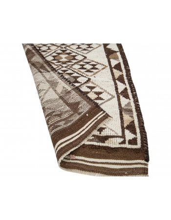 Brown & Cream Vintage Herki Runner - 2`9" x 13`5"