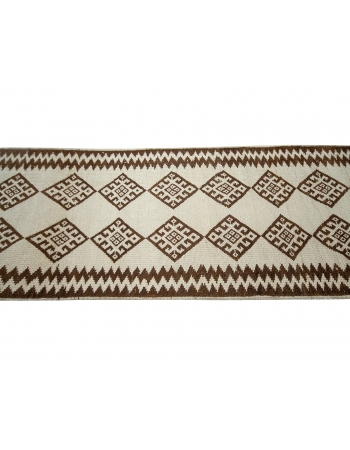 Brown & White Vintage Runner Rug - 2`9" x 13`3"