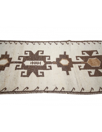 Vintage White & Brown Modern Runner Rug - 3`1" x 11`8"