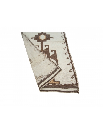 Vintage White & Brown Modern Runner Rug - 3`1" x 11`8"