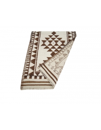 Unique White & Brown Vintage Runner - 2`9" x 11`8"