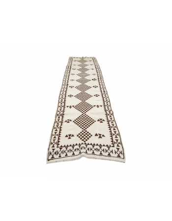 Vintage Brown & White Herki Runner - 3`1