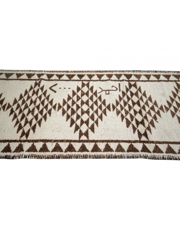 Brown & Cream Vintage Wool Runner - 2`9" x 11`6"