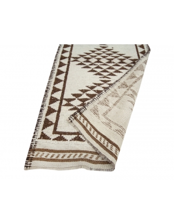 Brown & Cream Vintage Wool Runner - 2`9" x 11`6"