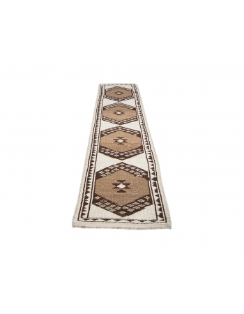 Unique Modern Vintage Brown & Cream Runner - 2`7" x 11`1"