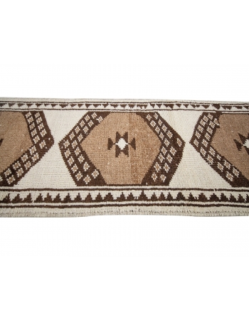 Unique Modern Vintage Brown & Cream Runner - 2`7" x 11`1"