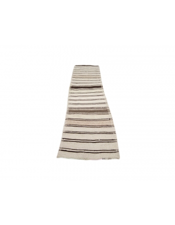 Cream & Brown Striped Kilim Runner - 2`6" x 11`6"