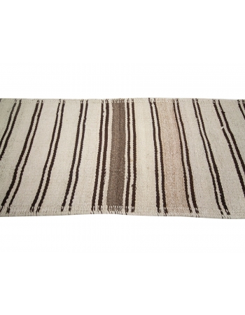 Cream & Brown Striped Kilim Runner - 2`6" x 11`6"