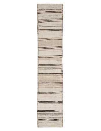 Vintage Natural Striped Kilim Runner - 2`6" x 11`10"