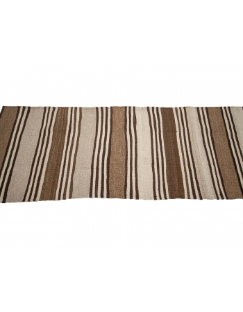 Striped Vintage Brown Kilim Runner Rug - 2`7" x 12`0"