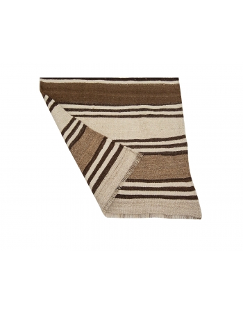 Striped Vintage Brown Kilim Runner Rug - 2`7" x 12`0"