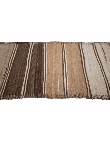 Vintage Natural Brown Kilim Runner - 2`9" x 13`9"