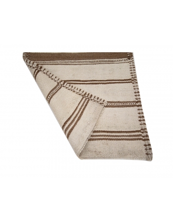 Vintage Cream & Brown Striped Kilim Runner - 2`8" x 13`0"