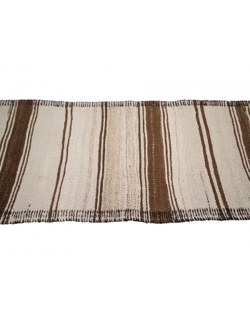 Striped Brown & Cream Vintage Kilim Runner - 2`9" x 11`4"