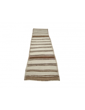 Vintage Striped Natural Kilim Runner - 2`8" x 10`6"