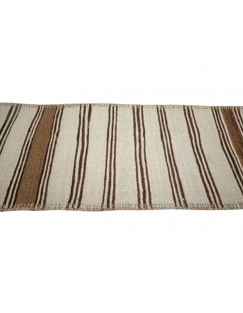 Vintage Striped Natural Kilim Runner - 2`8" x 10`6"