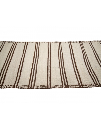 Brown & Cream Vintage Kilim Runner - 2`6" x 10`6"