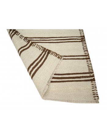 Brown & Cream Vintage Kilim Runner - 2`6" x 10`6"